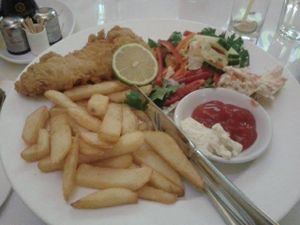 Vegan fish & chips at Loving Hut in North London