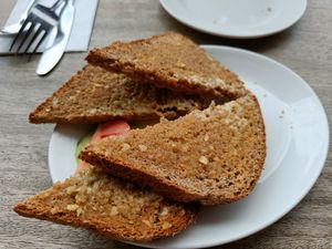 Vegan garlic bread 😋 at Riverside Vegetaria in Kingston Upon Thames