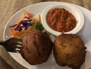 Potato balls starter  #Veganuary at Riverside Vegetaria in Kingston Upon Thames