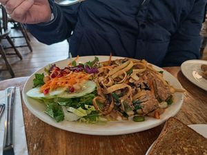 Peanut butter pasta dish at Riverside Vegetaria in Kingston Upon Thames