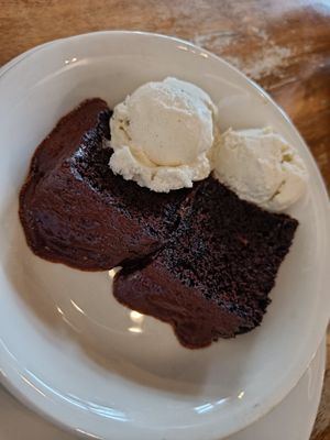 Choccie fudge cake with vegan ice cream (warm) at Riverside Vegetaria in Kingston Upon Thames
