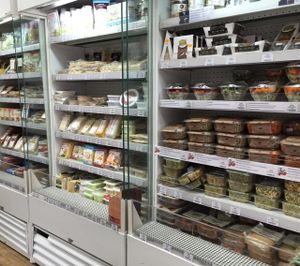 The refrigerated section included a decent selection of vegan cheeses at Food for Thought in Kingston Upon Thames
