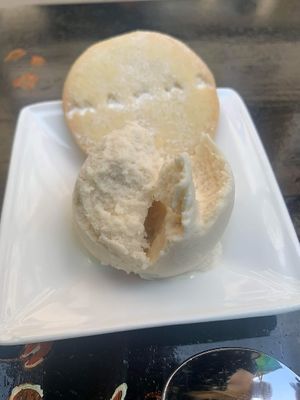 Vanilla ice cream and shortbread biscuit  at Manna London Restaurant - Maybe closed in North West London