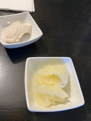 Lemon sorbet and rose ice cream taster at Manna London Restaurant - Maybe closed in North West London