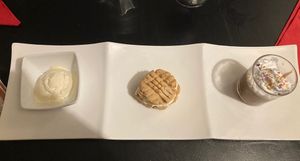 Ice cream, Viennese whirl and chocolate ganache - gluten free desert selection    at Manna London Restaurant - Maybe closed in North West London