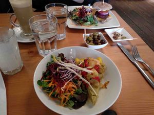 Polenta Tart and Burger & Chips at Manna Cuisine at Manna London Restaurant - Maybe closed in North West London