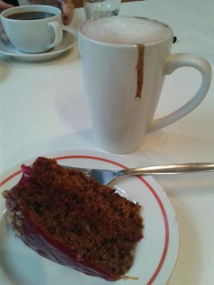 Beetroot cake at Earth Cafe in Manchester
