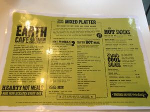 All Vegan Menu at Earth Cafe in Manchester