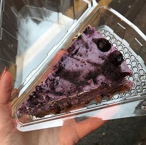 raw blueberry cheesecake  at Earth Cafe in Manchester