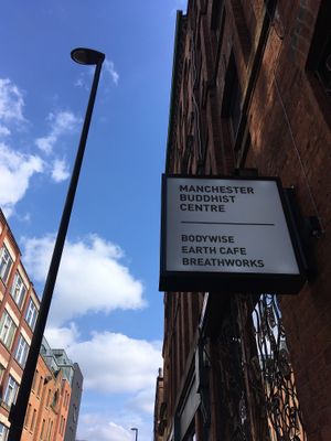 At the Buddhist centre at Earth Cafe in Manchester