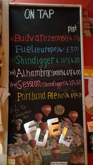 beer menu at Fuel in Manchester