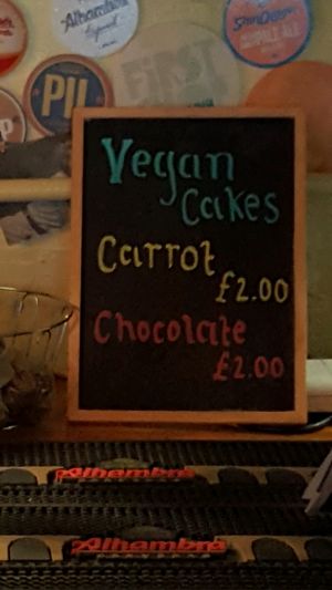 Vegan cake menu at Fuel in Manchester
