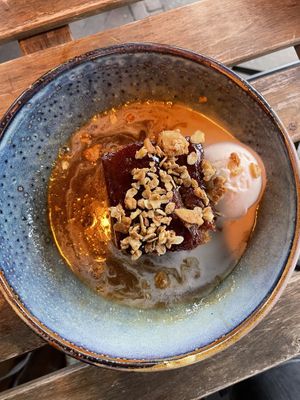 Banana sticky toffee pudding   at Greens in Manchester