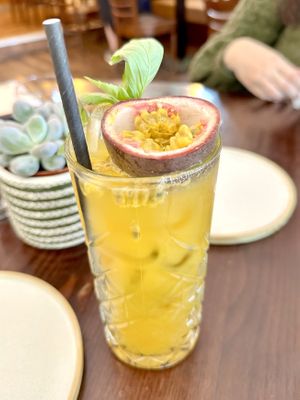 Passion fruit & Basil Crush Mocktail  at Greens in Manchester