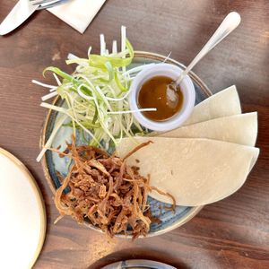 Pulled oyster mushroom pancakes  at Greens in Manchester