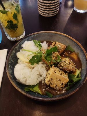 Katsu curry with tofu at Greens in Manchester