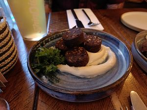 Black pudding at Greens in Manchester