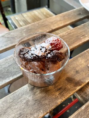 Chocolate mousse and brownie  at Greens in Manchester