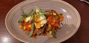 Courgette pancakes at Greens in Manchester