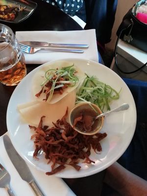 Crispy mushroom pancake with plum sauce at Greens in Manchester