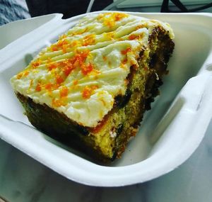 Orange and blueberry cake at The 8th Day in Manchester