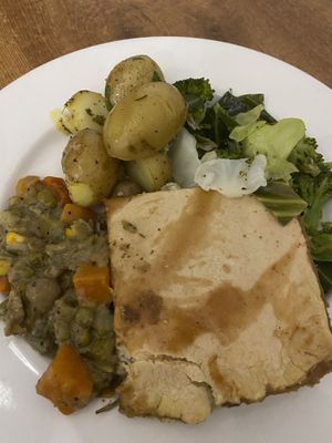 The chicken- less pie with veg. It was delicious   at The 8th Day in Manchester