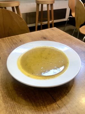 Carrot soup  at The 8th Day in Manchester
