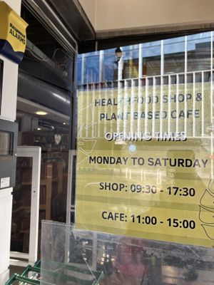 Shop hours vs cafe hours  at The 8th Day in Manchester