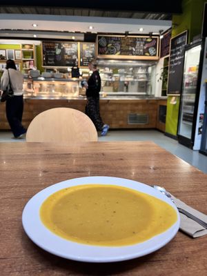 The sweet potato, lentil & coconut soupp  at The 8th Day in Manchester