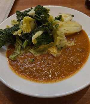 Classic dahl and veggies at The 8th Day in Manchester