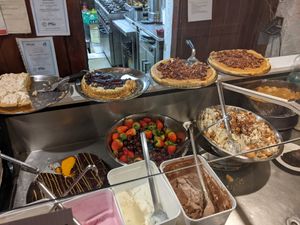 Desserts (all vegetarian, some vegan) at Hitchcock's Vegetarian Restaurant in Hull