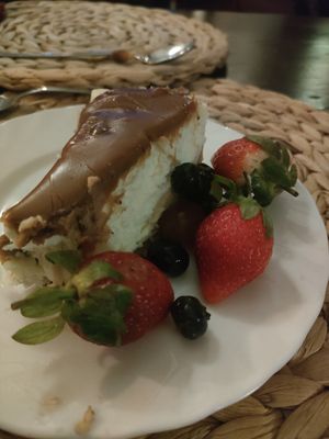 Biscotti cheese cake at Hitchcock's Vegetarian Restaurant in Hull