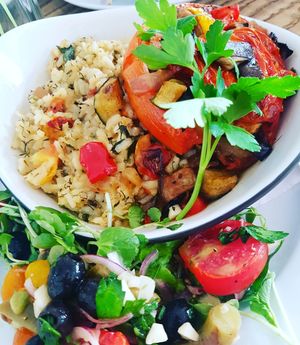 baked tomato and vegan risotto! at The Zoo in Hull