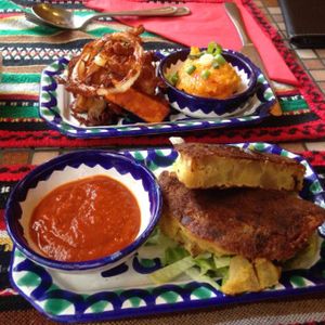 Starters (tempura and mini tortilla) at El Piano in York