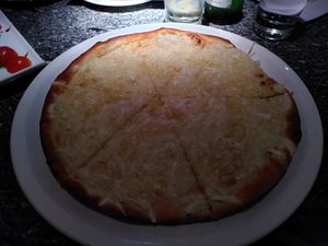 My vegan garlic bread with cheese starter at Zeffirellis in Ambleside
