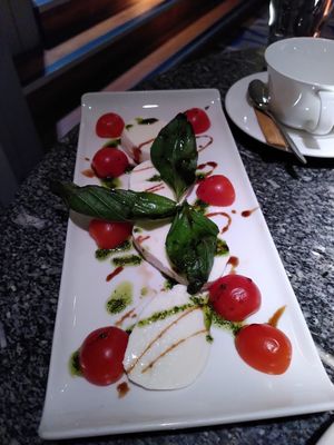 Caprese salad (not vegan) at Zeffirellis in Ambleside