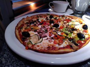 Big One veggie pizza at Zeffirellis in Ambleside