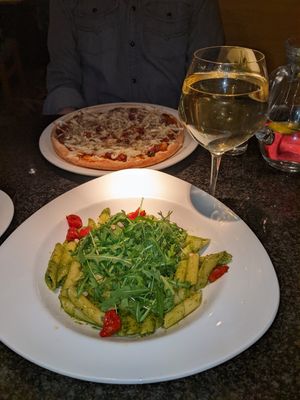 Vegan dishes with vegan wine at Zeffirellis in Ambleside