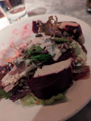 Apologies for half eaten starter! Nut balls for main both delish 😋 at Zeffirellis in Ambleside