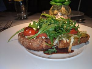 Vegan pesto bruschetta at Zeffirellis in Ambleside