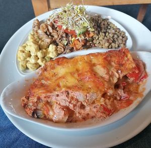 Vegan Lasagne with Whaletail Salad at The Whale Tail Cafe in Lancaster