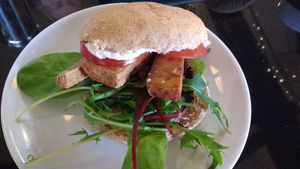 Tofu BLT with garlic mayo at The Whale Tail Cafe in Lancaster