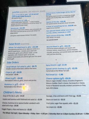 Menu  at The Whale Tail Cafe in Lancaster