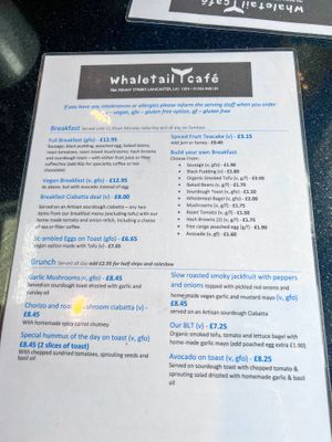 Menu  at The Whale Tail Cafe in Lancaster
