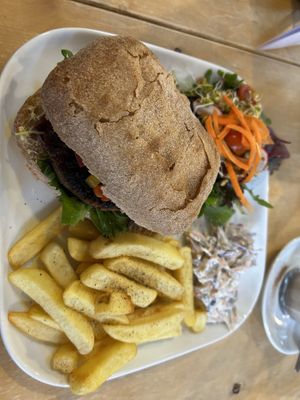Burger of the dayy  at The Whale Tail Cafe in Lancaster