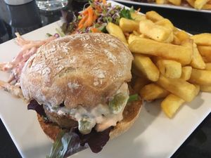 Seitan burger (daily specials) at The Whale Tail Cafe in Lancaster