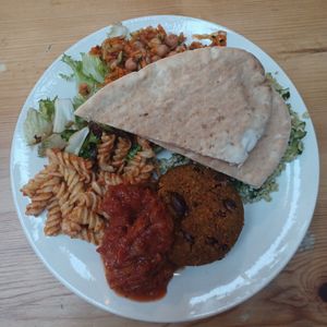 Vegan spicy bean burger at The Egg Cafe in Liverpool