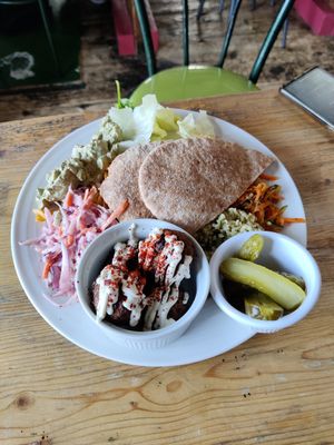 Falafels and pitta at The Egg Cafe in Liverpool