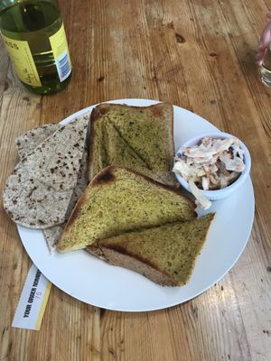 Pitta, garlic bread and coleslaw (50p per side!) at The Egg Cafe in Liverpool