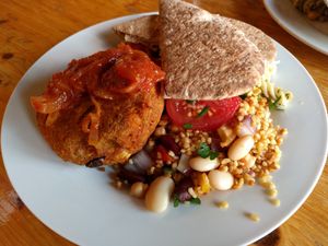 Spicy Bean Burger at The Egg Cafe in Liverpool